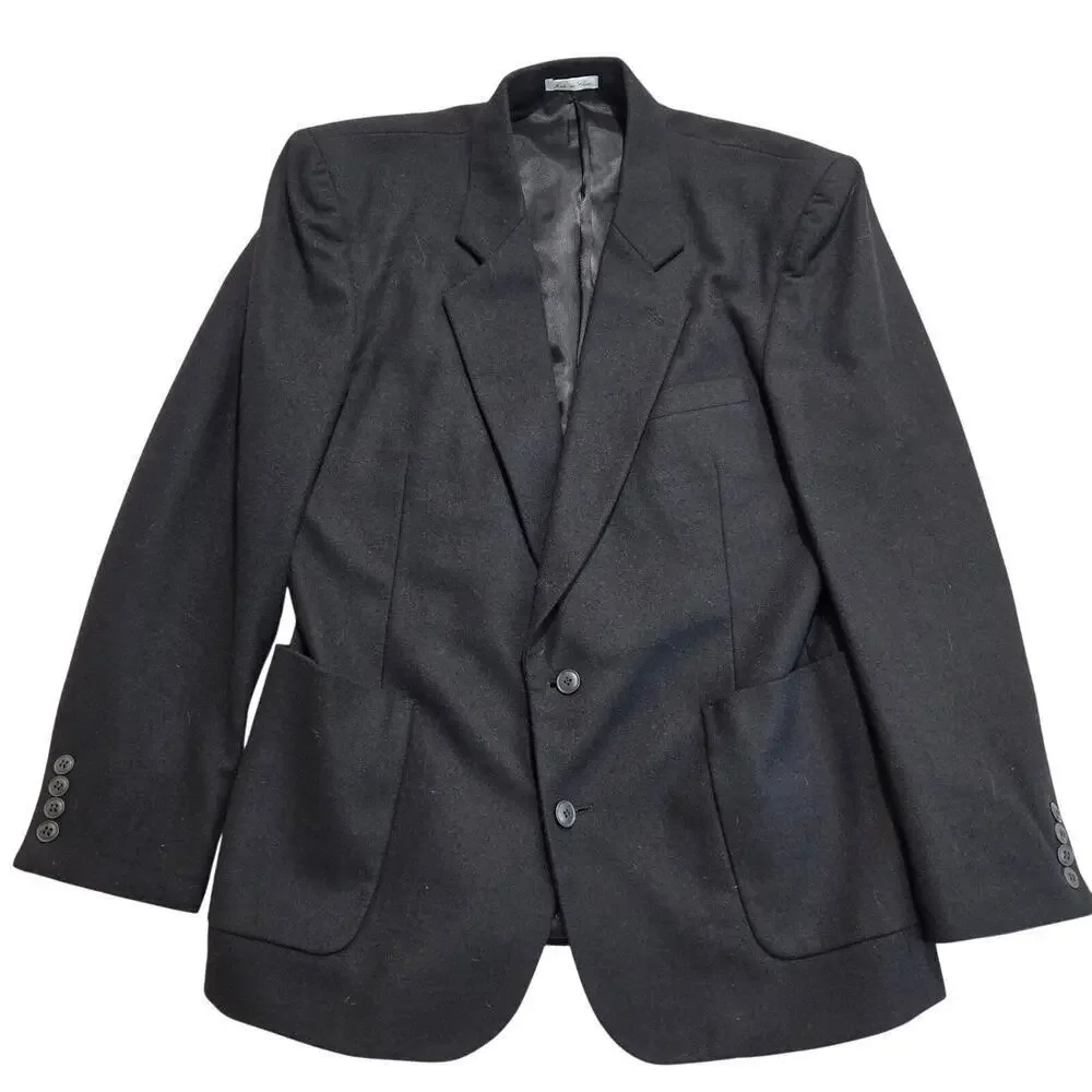 Vtg Cellini Collection Men's Wool Cashmere Blend Blazer 2-button Black Sz 40R
